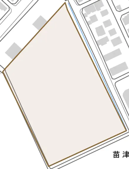 苗津とその周辺の地図。町の範囲を重ねている