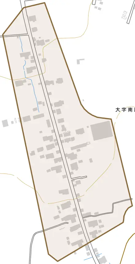 大字南原新町とその周辺の地図。町の範囲を重ねている