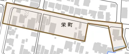 栄町とその周辺の地図。町の範囲を重ねている