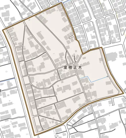 室積正木とその周辺の地図。町の範囲を重ねている