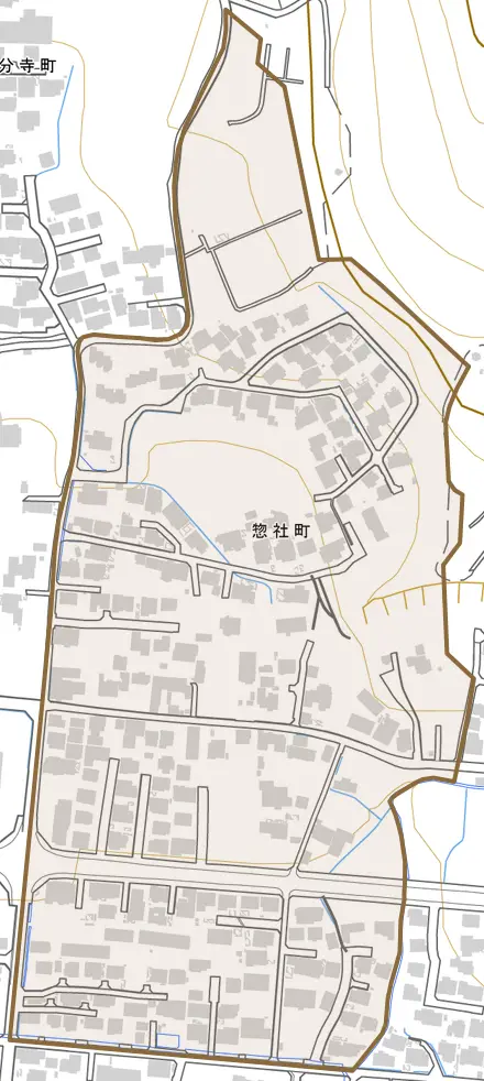 惣社町とその周辺の地図。町の範囲を重ねている