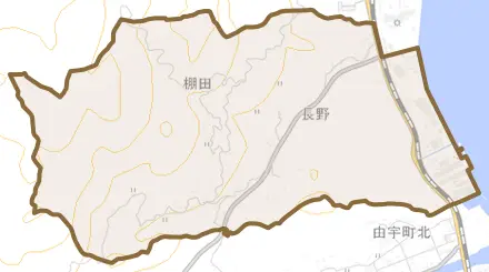 長野とその周辺の地図。町の範囲を重ねている