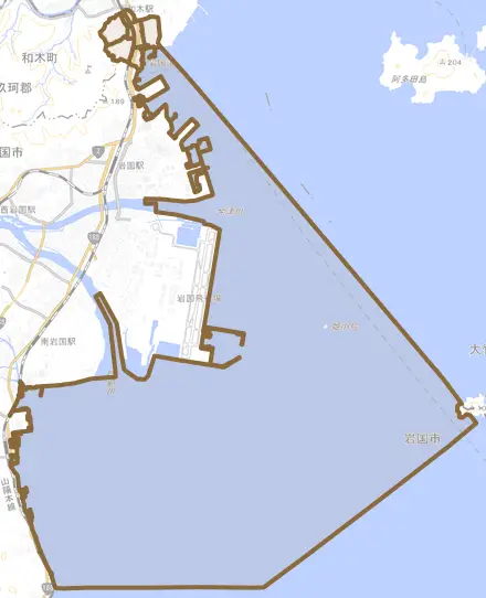 装束町とその周辺の地図。町の範囲を重ねている