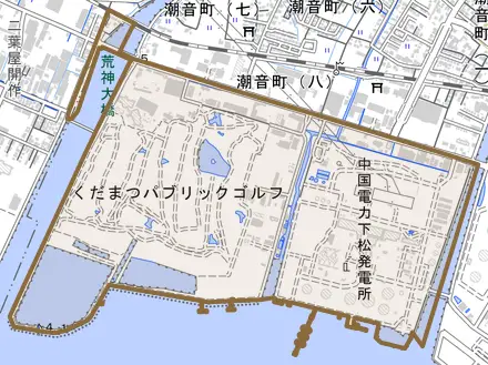大字平田とその周辺の地図。町の範囲を重ねている