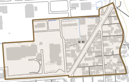 栄町とその周辺の地図。町の範囲を重ねている