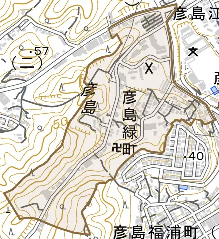 彦島緑町とその周辺の地図。町の範囲を重ねている