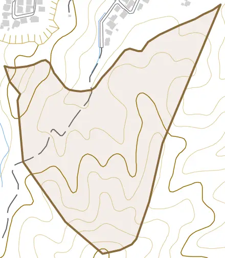 王司観音町とその周辺の地図。町の範囲を重ねている