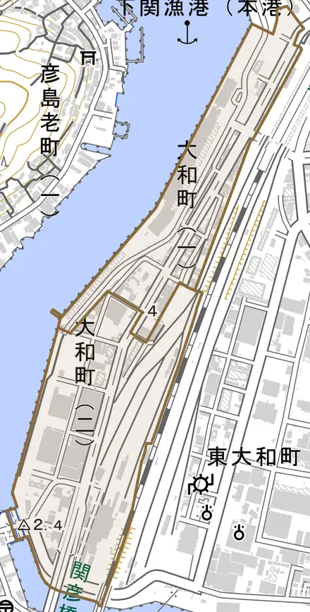 大和町とその周辺の地図。町の範囲を重ねている
