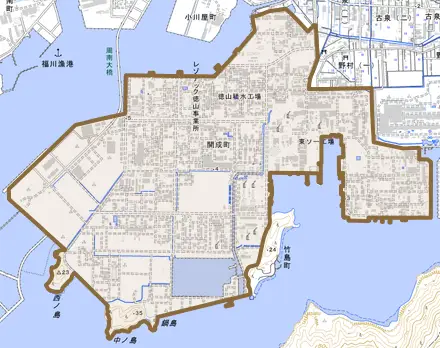 開成町とその周辺の地図。町の範囲を重ねている
