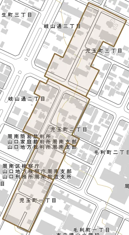 児玉町とその周辺の地図。町の範囲を重ねている