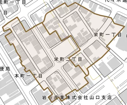 栄町とその周辺の地図。町の範囲を重ねている
