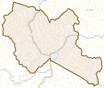 大字須万とその周辺の地図。町の範囲を重ねている