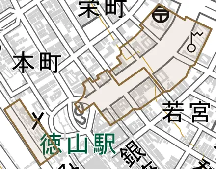 御幸通とその周辺の地図。町の範囲を重ねている