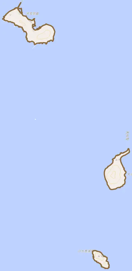 大字沖家室島とその周辺の地図。町の範囲を重ねている