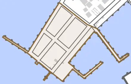 大字中宇部とその周辺の地図。町の範囲を重ねている