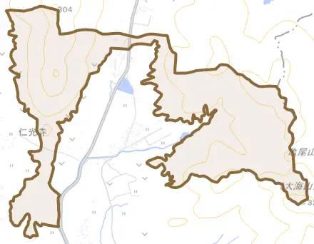 秋穂二島とその周辺の地図。町の範囲を重ねている