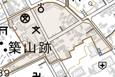 野田とその周辺の地図。町の範囲を重ねている