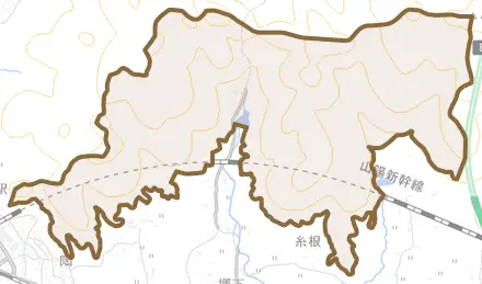 陶とその周辺の地図。町の範囲を重ねている
