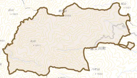 平林とその周辺の地図。町の範囲を重ねている