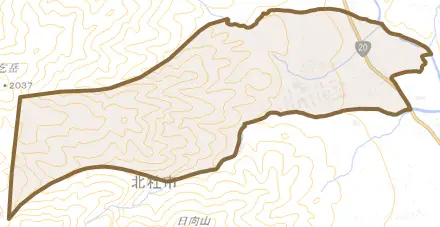 白州町鳥原とその周辺の地図。町の範囲を重ねている