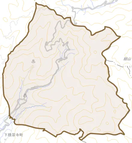 上積翠寺町とその周辺の地図。町の範囲を重ねている