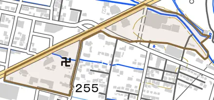 住吉本町とその周辺の地図。町の範囲を重ねている
