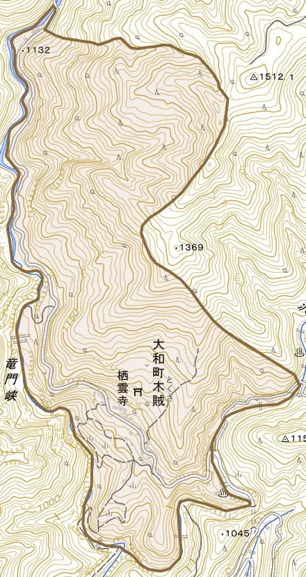 大和町木賊とその周辺の地図。町の範囲を重ねている