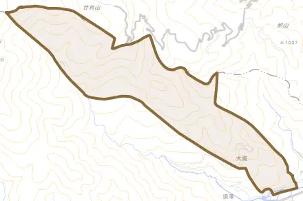 大嵐とその周辺の地図。町の範囲を重ねている