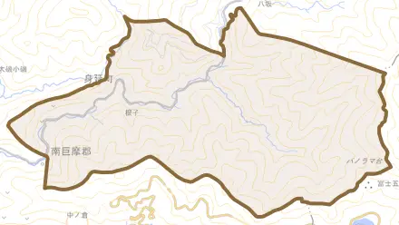 根子とその周辺の地図。町の範囲を重ねている
