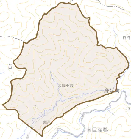 大磯小磯とその周辺の地図。町の範囲を重ねている