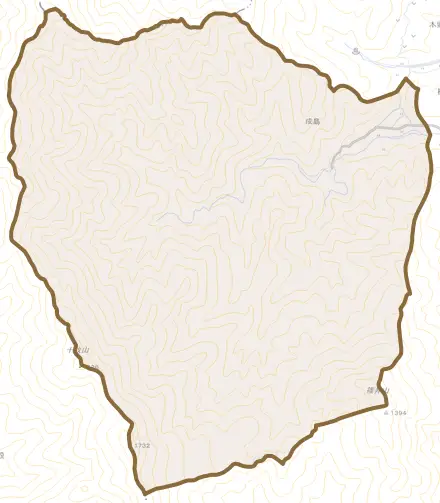 成島とその周辺の地図。町の範囲を重ねている