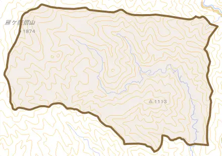 七保町奈良子とその周辺の地図。町の範囲を重ねている