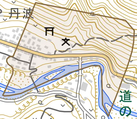 下組とその周辺の地図。町の範囲を重ねている