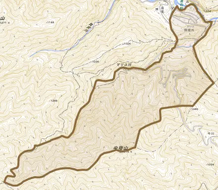 押垣外とその周辺の地図。町の範囲を重ねている
