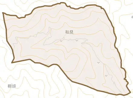 和見とその周辺の地図。町の範囲を重ねている